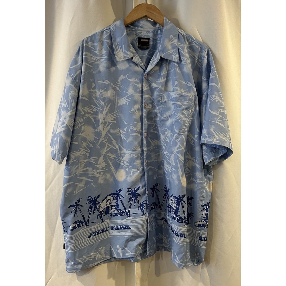 Phat Farm Hawaiian Button Up Shirt Men's XL Short Sleeve All Over Print Floral